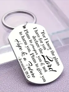 Men's Religious Christian Keychain - Jeremiah 29:11 Bible Verse Keychain - Minimalist Design Keychain - Stainless Steel Material