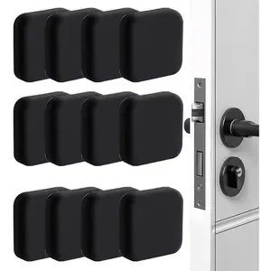 Door Stopper Rubber Door Stops Wall Protector，Buffer Guard Doorknob Door Handle Bumper Self Adhesive，Bumper Guard for Wall Fridge Cabinets Headboard 12 Pack (Dark Black)