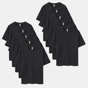 ECOTONE BLANKS Men's 4.3 oz Plain Cotton Short-Sleeve T-Shirts, 10-Pack (10x Black & Greenish Basic Round Neck), Factory Direct Soft Regular Fit Menswear, Matching Casual Uniform Tops for 2026 Spring Outfits