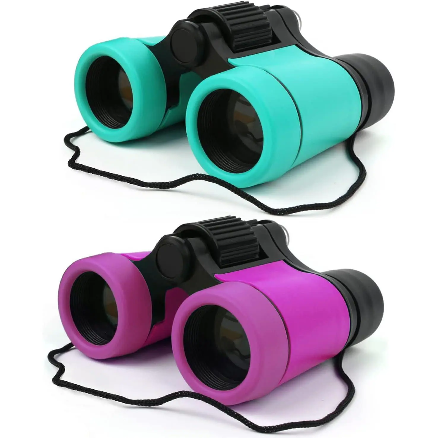 GJ X-BCT01 Kids Shock-Proof Toy Binoculars Set, Adjustable Soft Rubber Eyecups, Pocket Size, for 3-12 Year Old Boys & Girls, Educational Bird Watching Gifts for Hiking