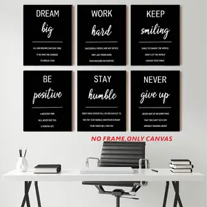 6-Piece Frameless Set, Motivational Quotes Wall Art Collection, Inspirational Posters, Suitable for Office, Living Room, and Bedroom Decor, Home Decor, 2D Flat, Unframed Art Print