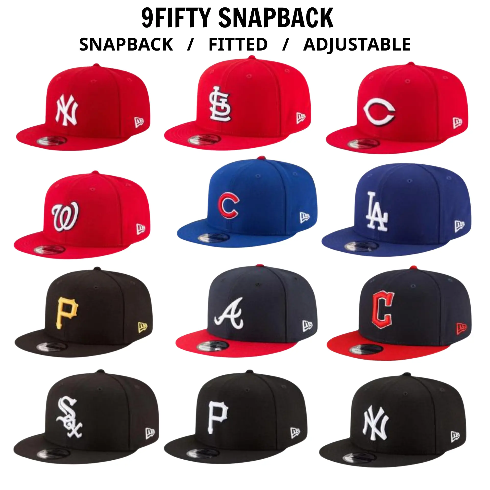New Era MLB Team Spirit Baseball Hat – LA Dodgers, NY Yankees, White Sox, Cardinals, Nationals, Pirates, Braves, Guardians, Adjustable Flat Brim Snapback Cap, Premium Embroidered Graphics, Urban Hip Hop Fashion, Trending TikTok USA 2026 Collection