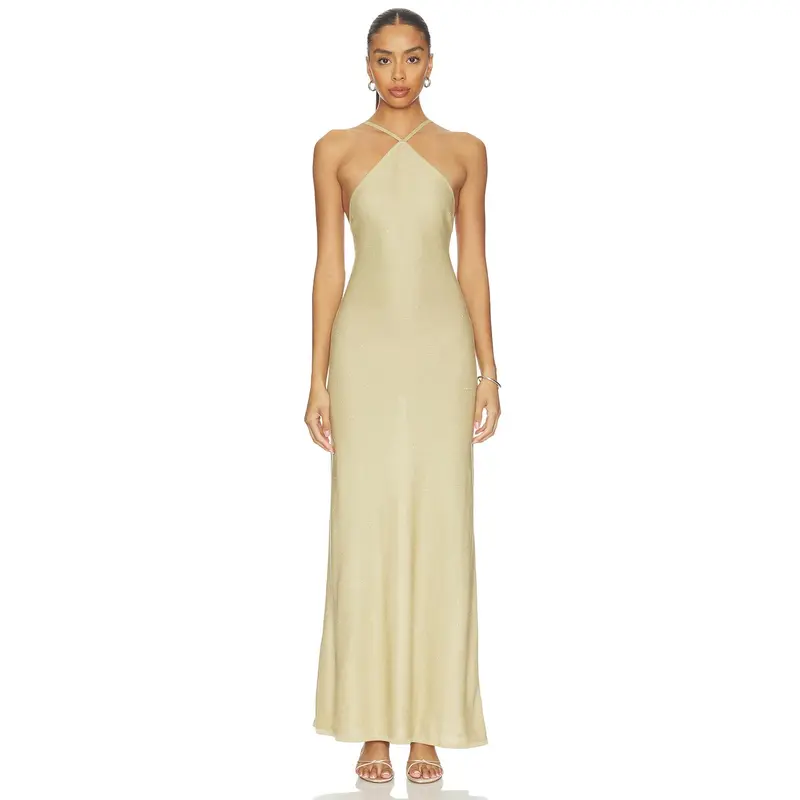 halter strap maxi dress Emerald Green Halter Strap Maxi Dress main image 0