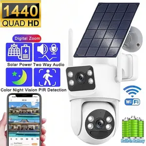 WiFi Solar Surveillance Camera 4K Ultra-clear Dual-lens Wireless Camera 8MP Network Remote WiFi Monitor