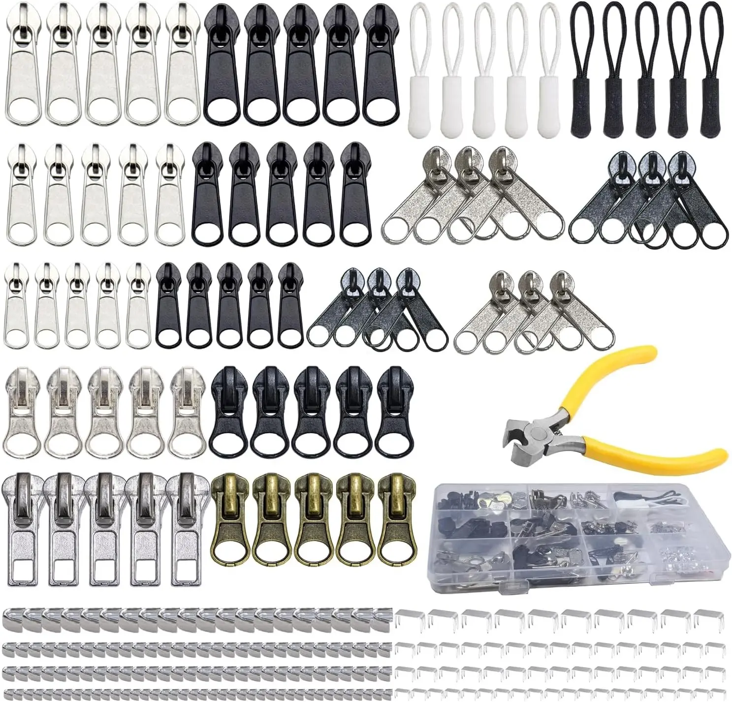 254 Pcs Zipper Repair Kit with Case Including Zipper Replacement and Pull, Universal for Clothing, Jackets, Coats, Boots, Backpacks, Purses and Outdoor Gear