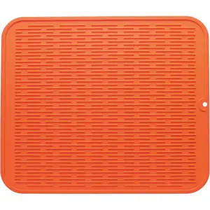 Dish Drying Mat for Multiple Usage,Easy,Eco-friendly,Heat-resistant Mat for Counter or Sink,Refrigerator or Drawer Liner Orange XL 18 inches x 16 inches