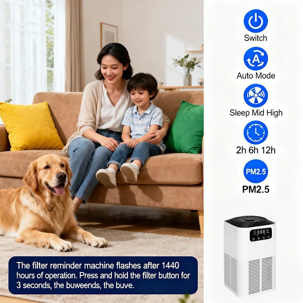 Air Purifier for Home Large Room, H13 HEPA Air Cleaner with Activated Carbon, 360° Air Intake, Ultra Quiet 25dB, LCD Display, Timer, Aromatherapy, Pet Odor Smoke Dust Removal