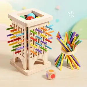 Wooden Stick Game,Montessori Educational Toy Shape Sorter for Focus Training, Fine Motor Skills & Cognitive Development, Colorful Dual-Level Puzzle Board & Peg Game