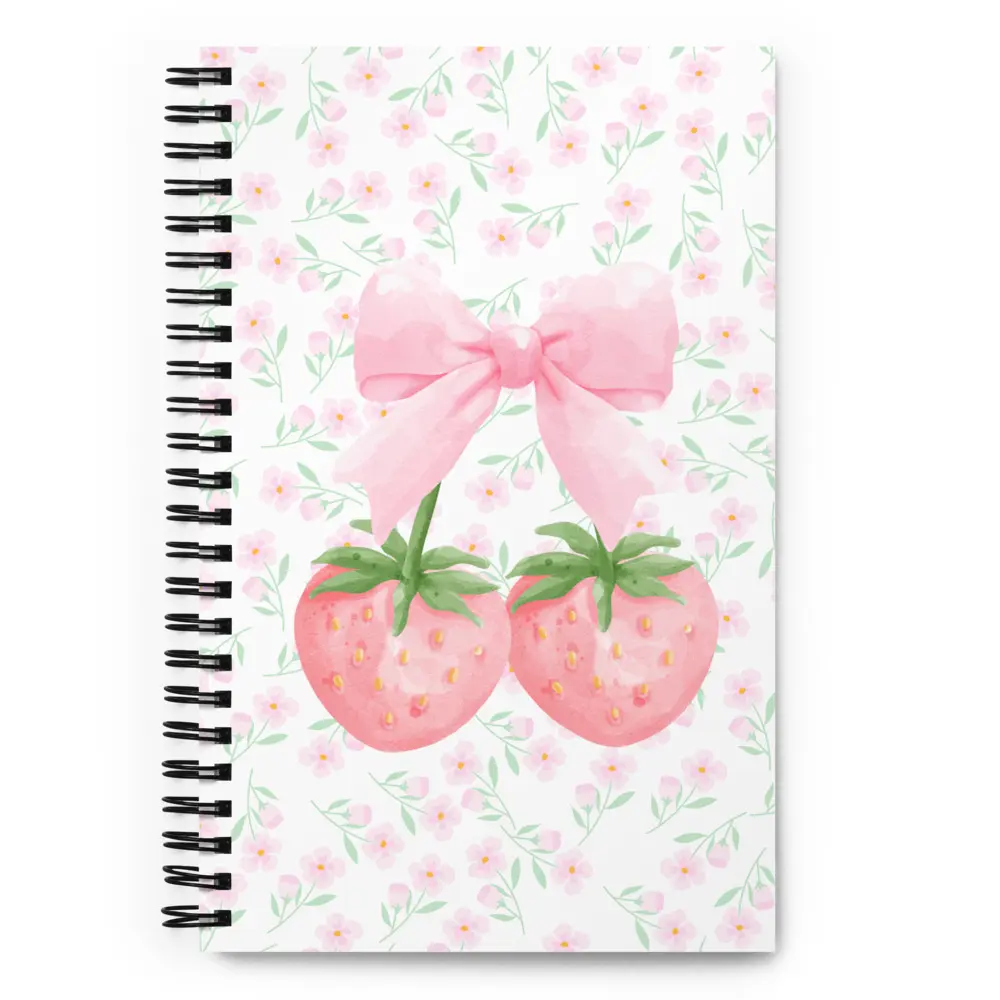 Strawberry Bow Notebook  Cute Girly Aesthetic Journal