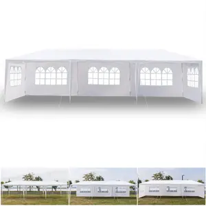 White Party Tent 10'x30' Outdoor Wedding Canopy Tents for Parties with 5 Removable Sidewalls Waterproof Event Gazebo Shelter Tent Perfect for Birthday Wedding Graduation camping rentals