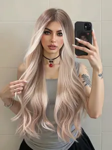 Women's 28 Inch Synthetic Fiber Wig, Long Curly Hair, Wave Design, Perfect for Daily Wear, All Seasons, Halloween Festival, Loose Wave Wigs