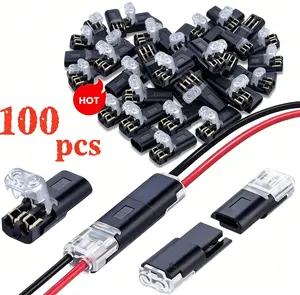 2 Pin LED Light Connector Universal Locking Buckle Double Wire Low Voltage Fast Plug LED Strip Adapter for Automotive Car Motorcycle LED Lighting Wiring