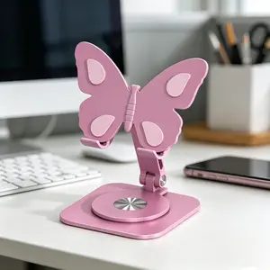 Butterfly-Style Aluminum Alloy Metal Phone & Tablet Mount, 360° Rotatable, Foldable, Adjustable, Lightweight Space-Saving Home & Garden Decor, Ideal Daily Accessory & Father's Day Gift for Dad