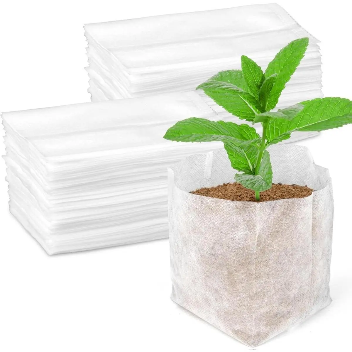Nursery Grow Bags - 100 PCS Non-Woven Bag,Bolsa para sembrar,Starter Packs for Plants Seeding,Home Garden Greenhouse Supplies,Vegetable Flower Fruit Saplings Tree (4.7"x4.7")