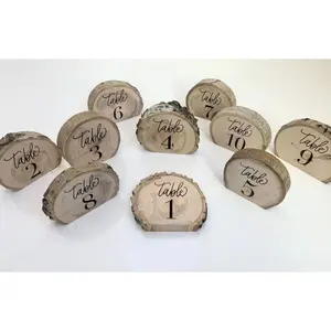 Engraved Wedding Table Numbers - Rustic Wooden Table Decor - Personalized Table Numbers for Wedding Reception & Centerpieces - Wooden Design