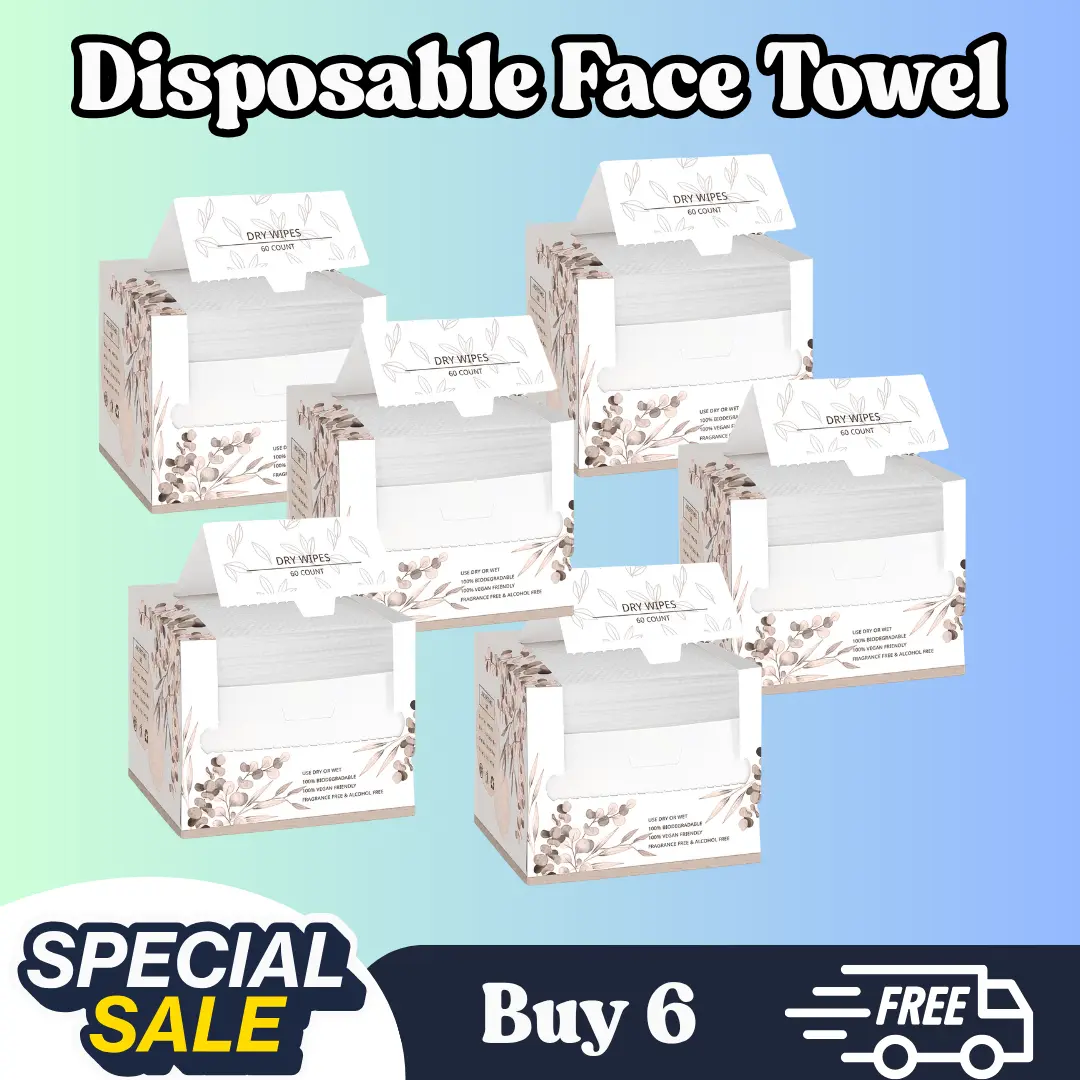 Biodegradable Disposable Face Towels  – XL Cotton Facial Cleansing Towels for Makeup Removal & Daily Skincare
