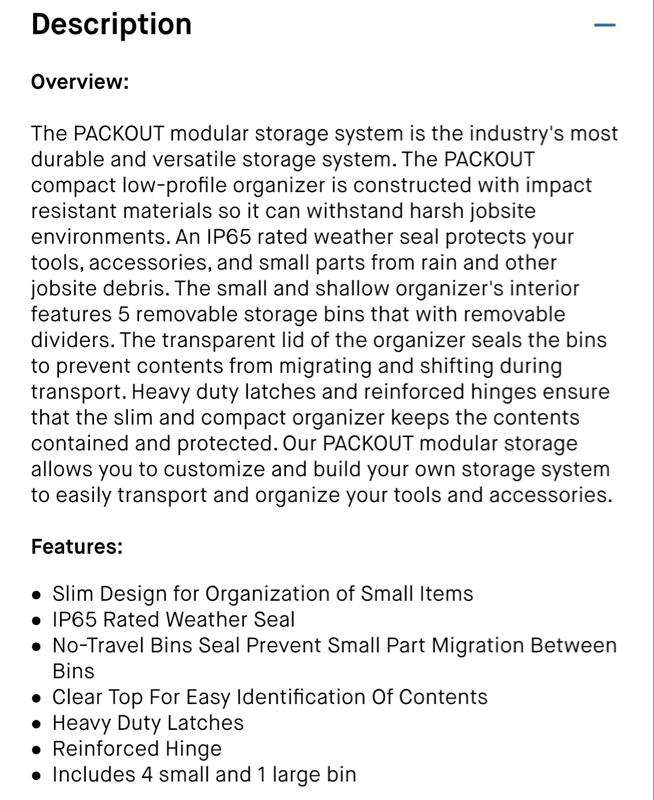 Milwaukee 48-22-8436 Packout Compact Low-Profile Organizer