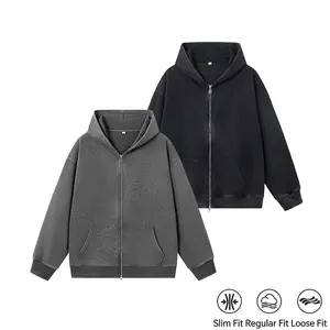 Men's Vintage Acid Wash Full Zip Up Hoodie Cotton Blend Stretchy Loose Fit Hooded Sweatshirt with Kangaroo Pocket Casual Streetwear Daily Outerwear