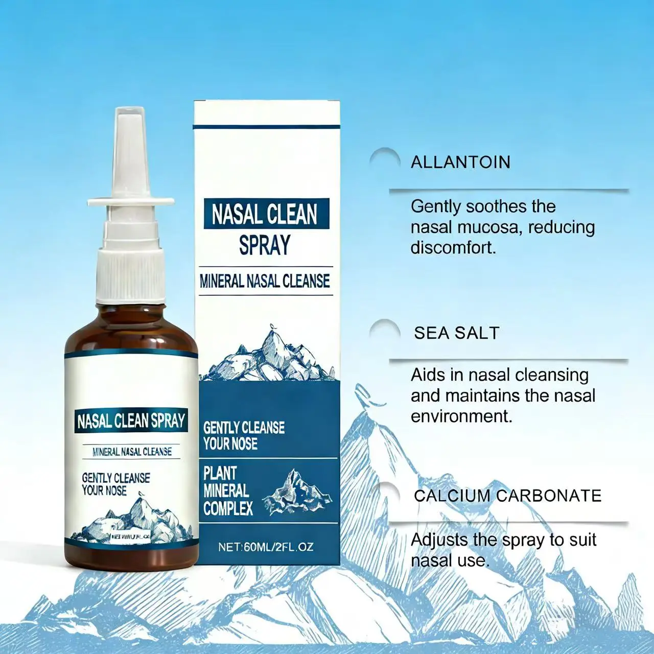 Nasal gentle cleansing spray for daily care