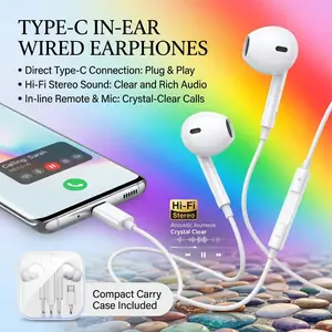 2026 Mother's Day Gift sound amplifier Original TypeC Wired  For In-ear cute Earbuds HiFi Stereo traveling noise cancelling 3d music headphone Earphone with Mic sensory bass