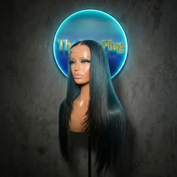 Dark Teal Sleek Straight Human RAW 12A Hair Skin-like HD Lace Frontal Wig 20-30 inch
