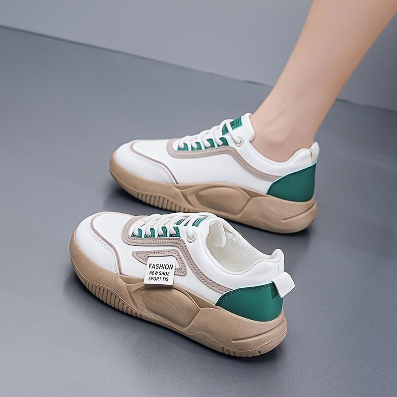 Women's casual sports thick-soled platform sneakers 2024 spring/autumn new style versatile white shoes