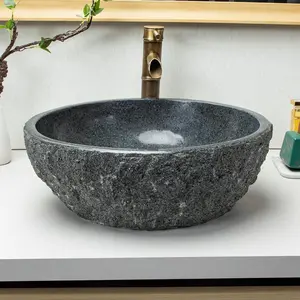 100% Pure Hand Carved Surface Bathroom Sink - Black Stone Vessel Sink - Black Speckled Vanity Sink, Personalized Sink, Decorative Countertop Tray