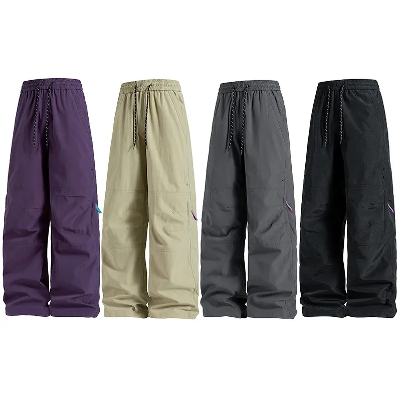 Thin Windproof Airy Loose Floor Length Plain TrousersCamping Hiking Campus All-Season Clean Fit Staple