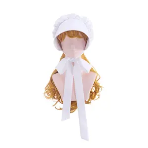 New grassland colonial maid white lace up hat