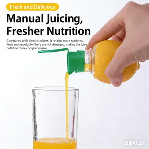 [Buy 1 Get 1 Free] Portable Lemon Lime Juicer, BPA-Free Plastic Citrus Press with Lid, New Screw Top Design Compact Manual Citrus Tap Squeezer for Cocktails & Drinks