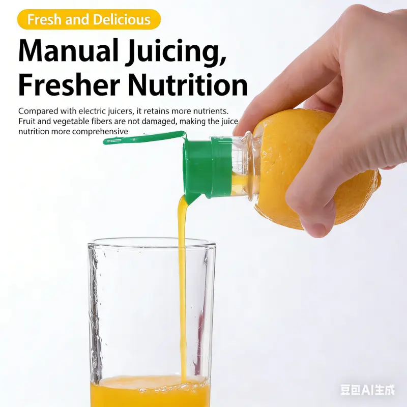 [Buy 1 Get 1 Free] Portable Manual Citrus Juicer - BPA-Free Plastic Kitchen Utensil, Screw-Top Compact Tap Squeezing Tool with Lid, Ideal for Lemon Juice & Party Supplies