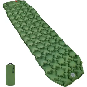 Camping Sleeping Pad with Quick-Inflate Built-in Foot Pump, Water Resistant, Ultralight, Portable for Hiking and Backpacking, Olive Green