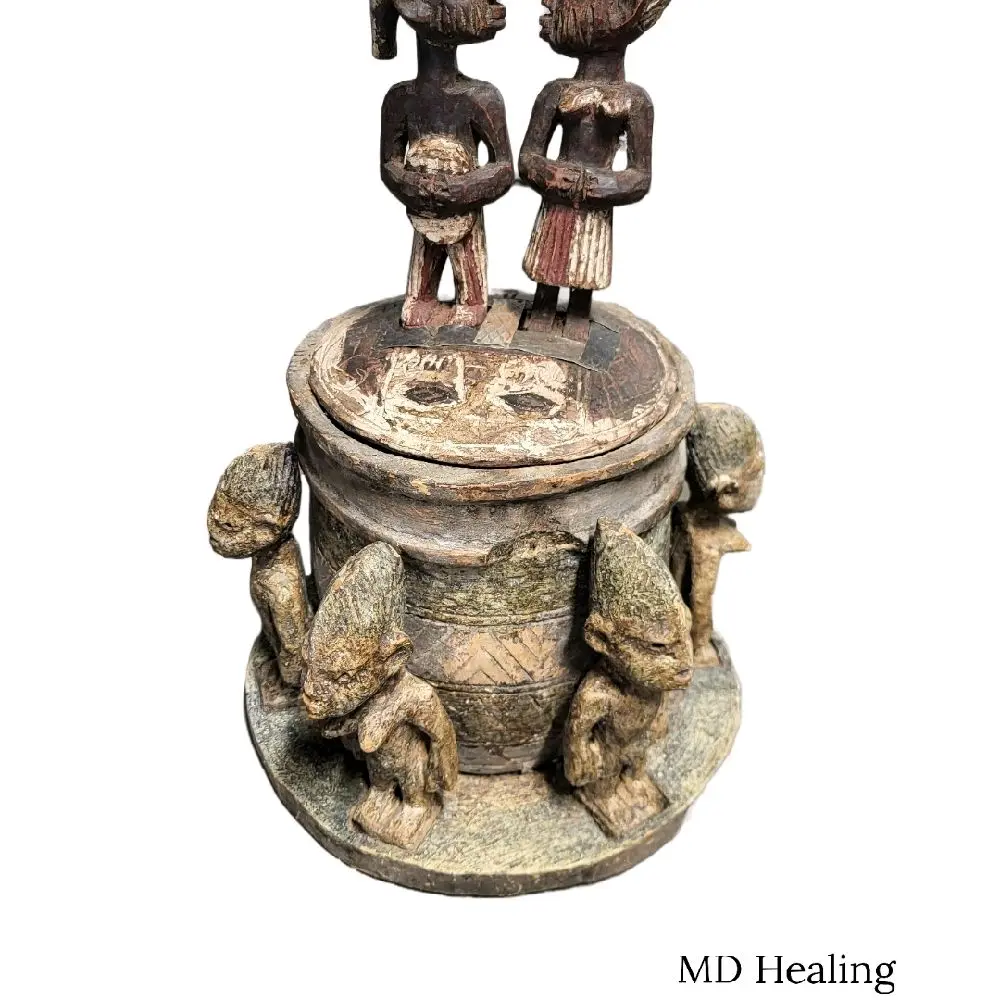 MD Healing Antique Yoruba Ibeji Twins Pot from Nigeria and Benin West African Ceremonial Ancestral Figure Salaga Market Acquired