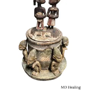 MD Healing Antique Yoruba Ibeji Twins Pot from Nigeria and Benin West African Ceremonial Ancestral Figure Salaga Market Acquired