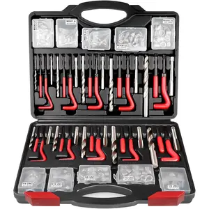Helicoil Thread Repair Kit, 261 count Thread Chaser Kits HSS Drill Helicoil Kit, Rethreading Tool with Thread Gauge| Metric and SAE| 1/4" 5/16" 3/8" 7/16" 1/2" M5 M6 M8 M10 M12