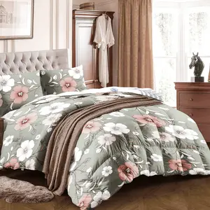 Green Small Floral 5-Piece Duvet Cover Set, Moisture-Wicking & Wrinkle-Free Technology, Stay Dry & Comfortable All Night, Cozy Bedroom Upgrade for Queen/King