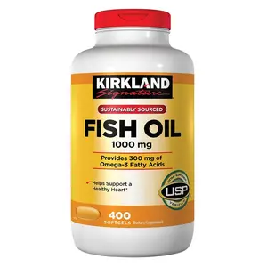 Kirkland Signature Fish Oil 1000 mg 400 Softgels Omega-3 Fatty Acids for Heart Health Sustainably Sourced Natural Supplement USP Verified