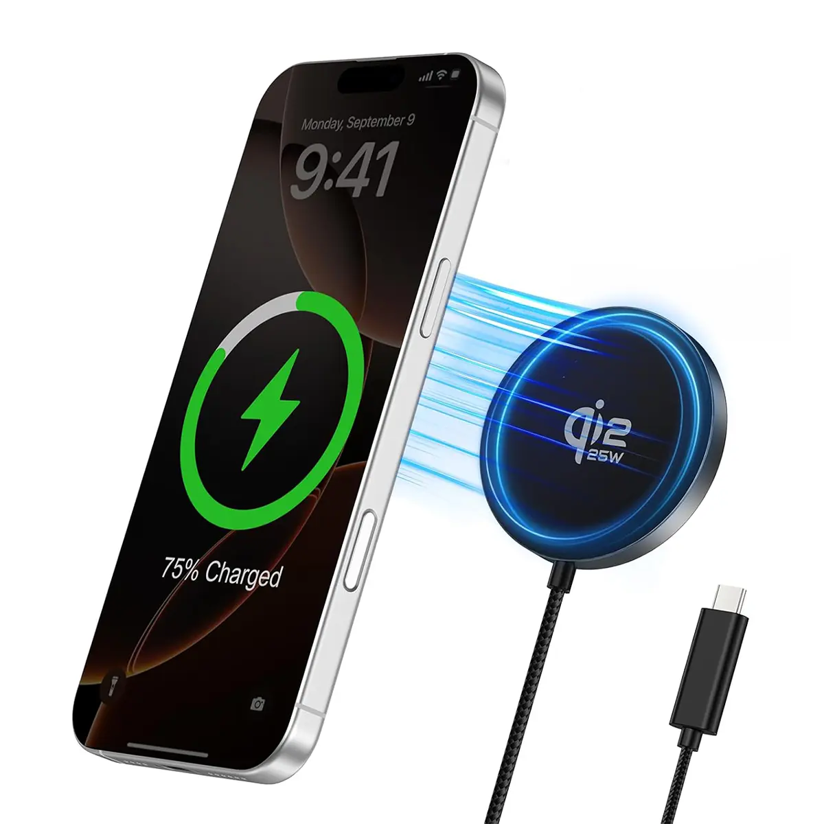 25W Qi2 Magnetic Wireless Charger Fast Charger for iPhone 17 16 15 14 Pro Max, AirPods 4/Pro 2, Samsung Galaxy, Pixel | Slim Travel Essentials & Aesthetic Desk Setup Accessory