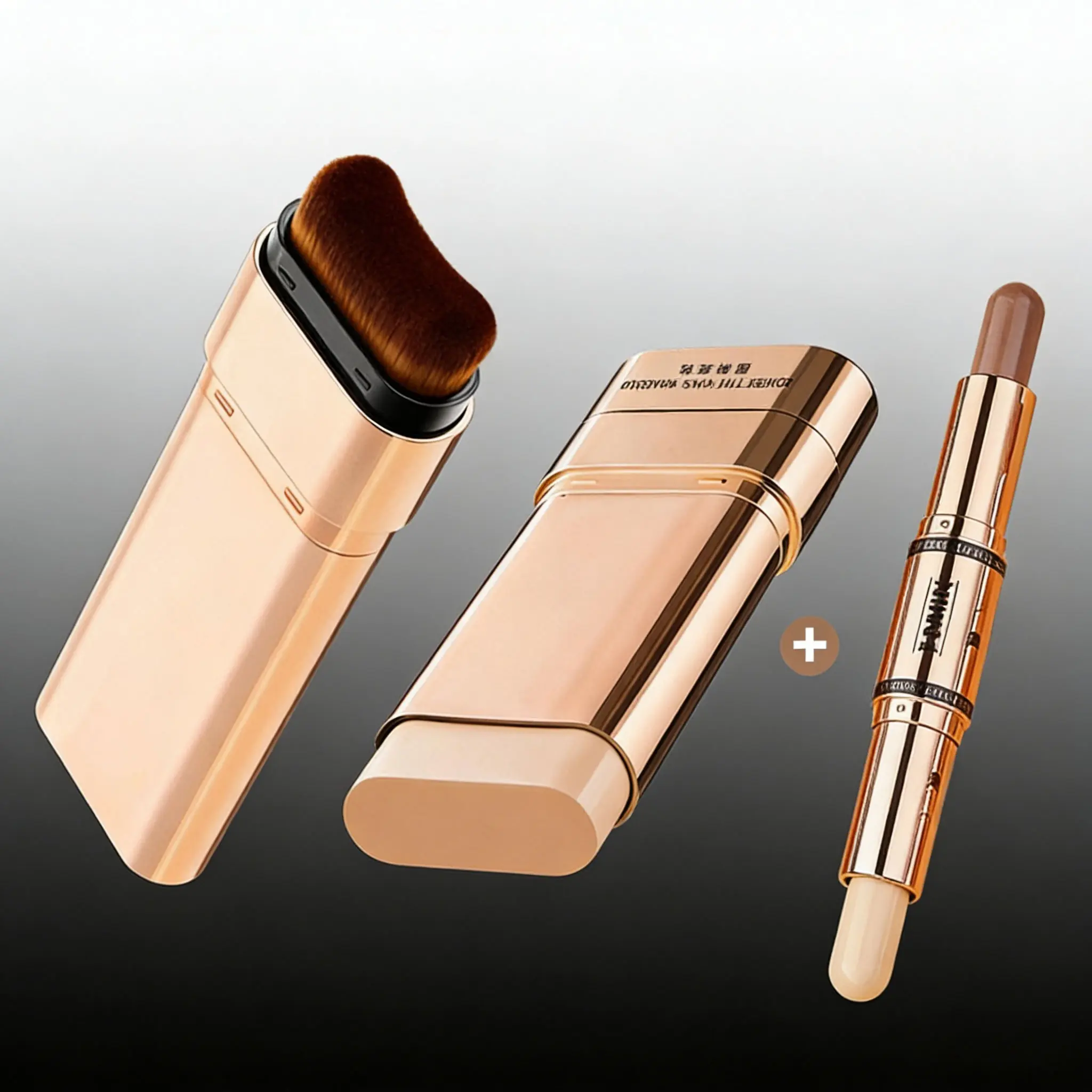 Double-Ended Concealer & Foundation Stick & Contouring Brush Set, Dual Ended Concealer, Makeup, Flawless Makeup Cosmetic, Flawless Long-Lasting All Day Coverage, Oil Control, Waterproof, Natural Finish, Perfect Gift