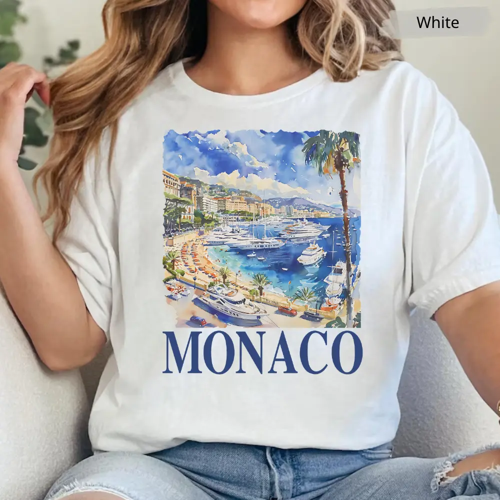 Vintage Monaco Italy T Shirt, Unisex Retro Summer TShirt, Nostalgia Monaco Graphic Tee, Vintage Style Cotton T-Shirt, Sail Gift Womenswear