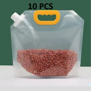 10Piece 2.5 L Cereal Moisture Resistant Ziploc Bags, Pack of 10 Resealable Washable Clear Cereal Storage Suction Bags for Standing Food Storage Bags Standing Seal Odor Resistant Bags