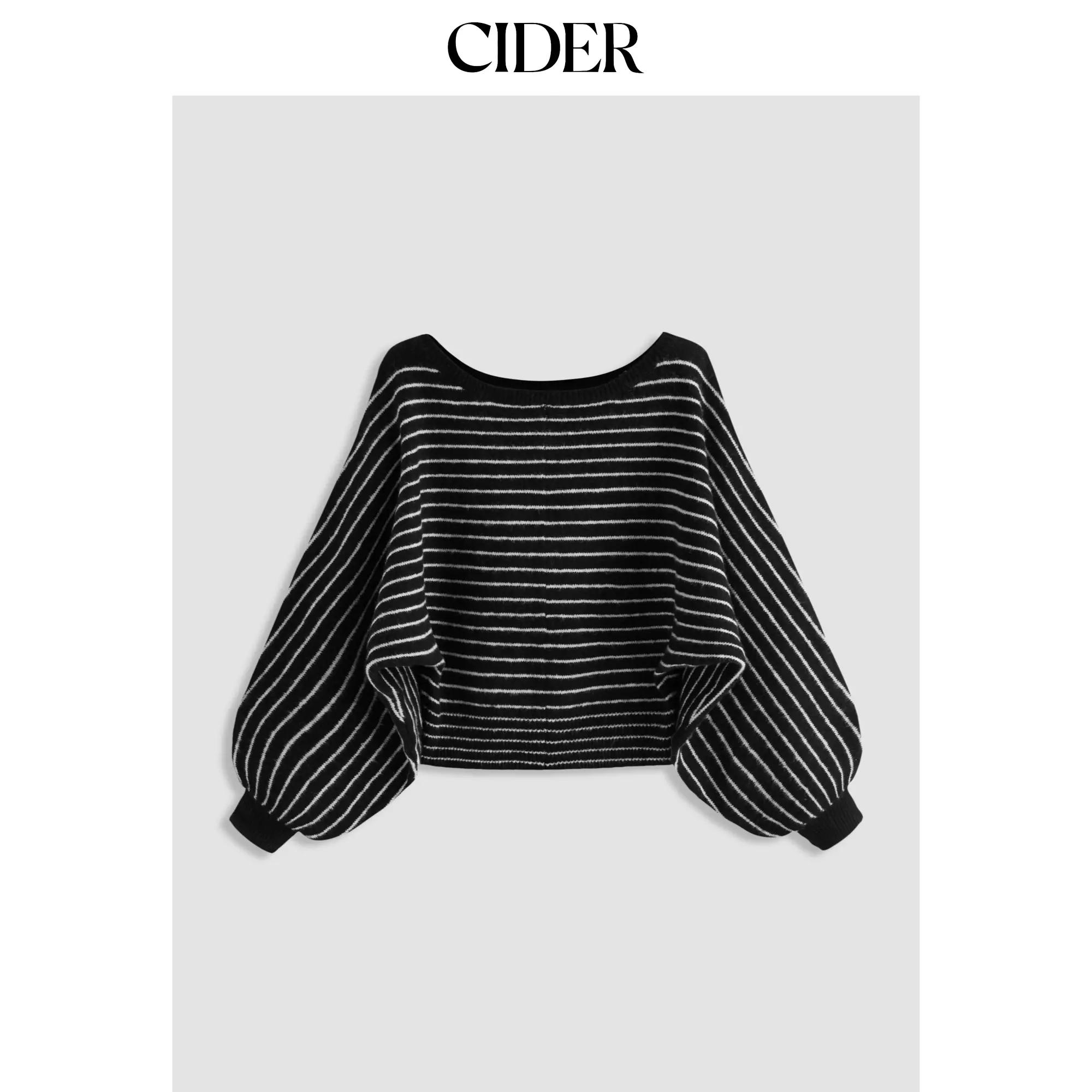Cider  Knit Wool-blend Boat Neck Striped Oversized Sweater