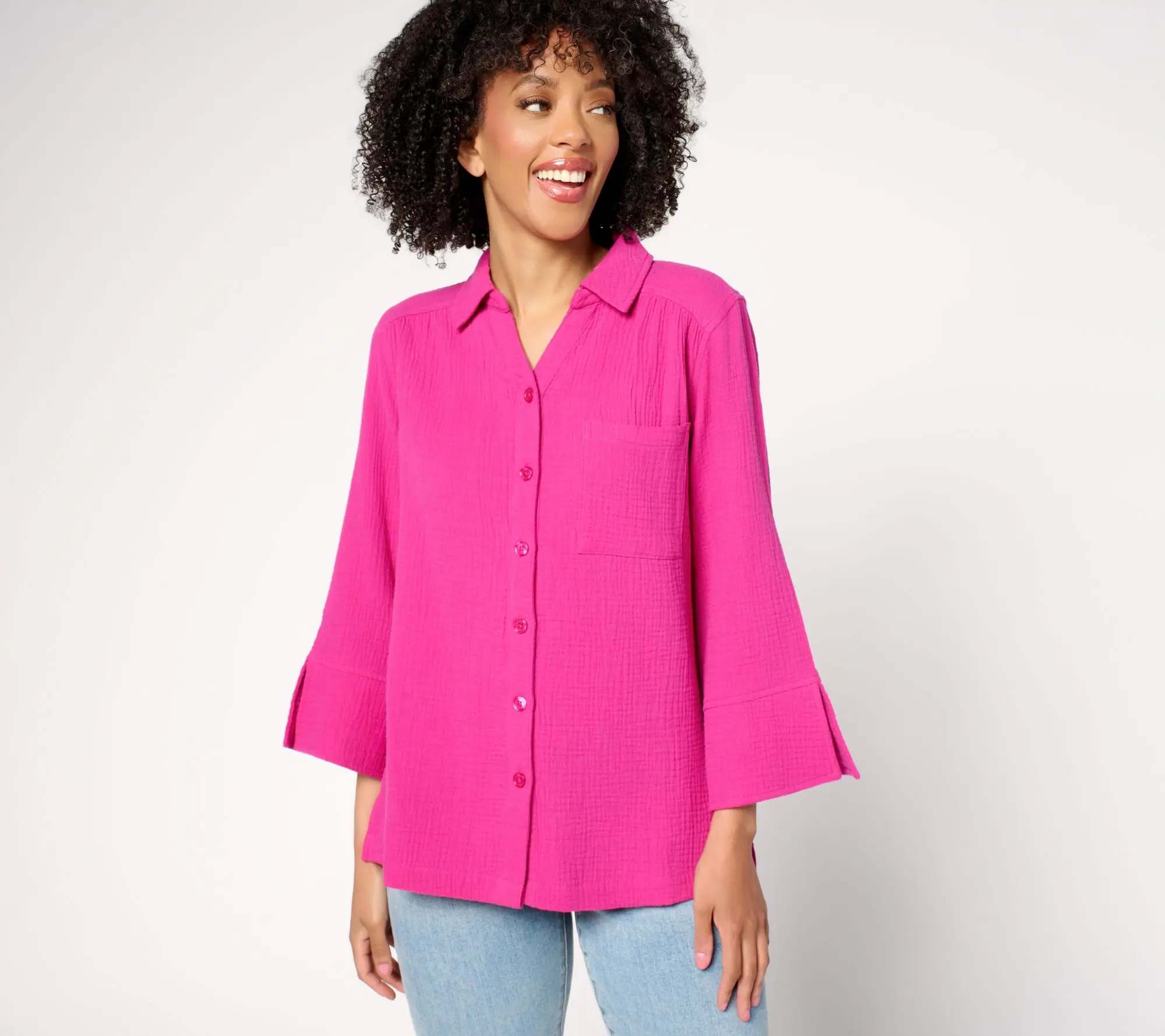Belle by Kim Gravel Summer Sunset Cotton Gauze Button Up Shirt