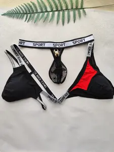 3pcs Men's Sexy Sport Athletic Activewear Plain Thong Underwear Set, 3 Styles Variety Pack, Comfortable & Stylish Design, Perfect for Daily Wear & Special Occasions, Sportswear