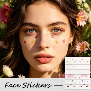6-Pack Floral Freckle Face Stickers, Removable Temporary Tattoo Patches, Long-Lasting Waterproof, Ideal for Festivals and Spring Makeup