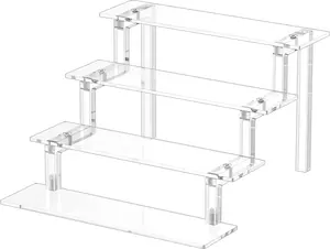Acrylic Display Stand Riser Perfume Stand Organizer 4 Tier Holder Shelves Compatible with Funko POP Figures