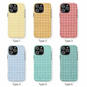 Boho Gingham Personalized Monogram Phone Case Initials iPhone, Minimal Custom Case, Aesthetic Gift for Her Personalized Initials iPhone Case