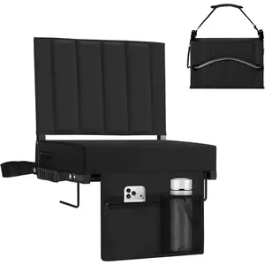 Stadium Seat for Bleachers with Back Support, Portable Bleacher Seat with Wide Comfy Padded Cushion, Metal Hook, Folding Stadium Chair with Shoulder Strap, Carry Handle, Cup Holder
