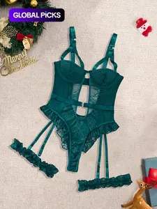 Christmas Sexy Embroidered Lingerie Set, High-Quality Comfortable Transparent Bra, Slim-Fit Adjustable Straps, All Seasons Wear, Lace Lingerie Set, Lace Underwear Set