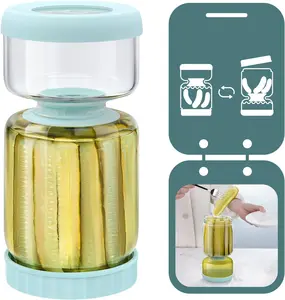 Hourglass Pickle Jar with Strainer Flip - 46oz Glass Container for Pickles, Olives & Jalapenos, Leakproof Airtight Lid,  Juice Separator, Dishwasher Safe Storage Solution